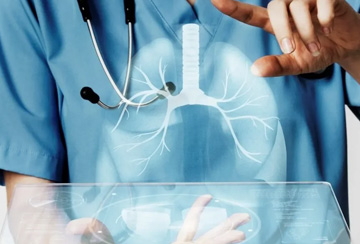 A person showing a lung hologram