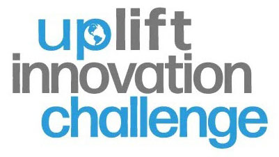A logo with grey and blue letters