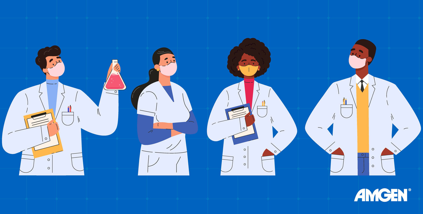 A group of people with medical items