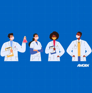 A group of people with medical items