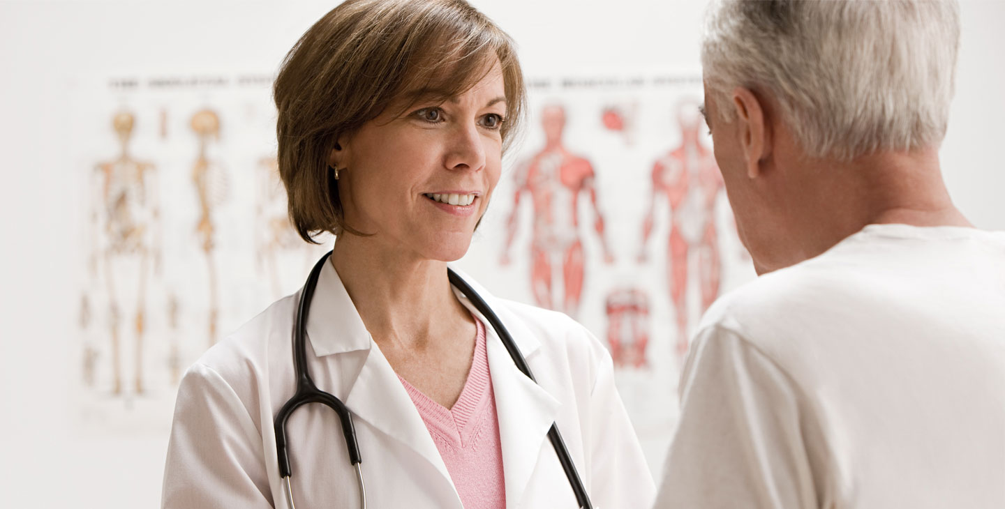 A doctor discussing with a person