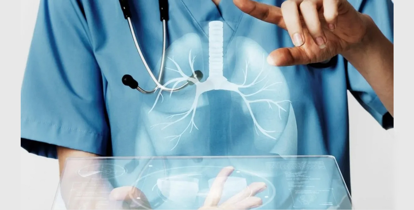 A person showing a lung hologram
