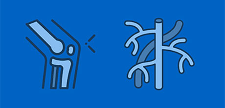 a blue linear icon of a person’s body parts