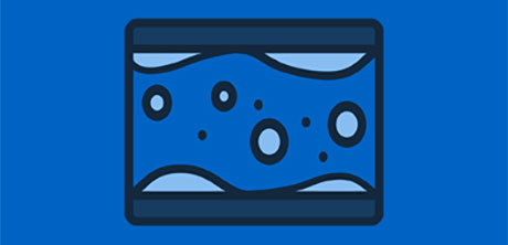 a blue and black rectangular object with bubbles