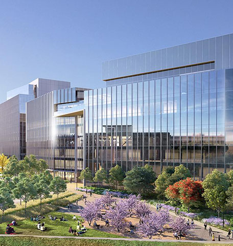 a group of people outside of a building