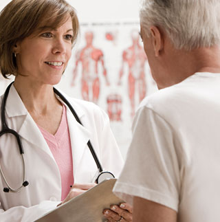 A doctor discussing with a person