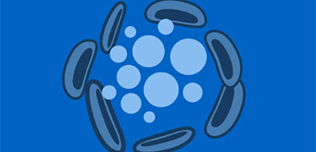a blue circle with white circles